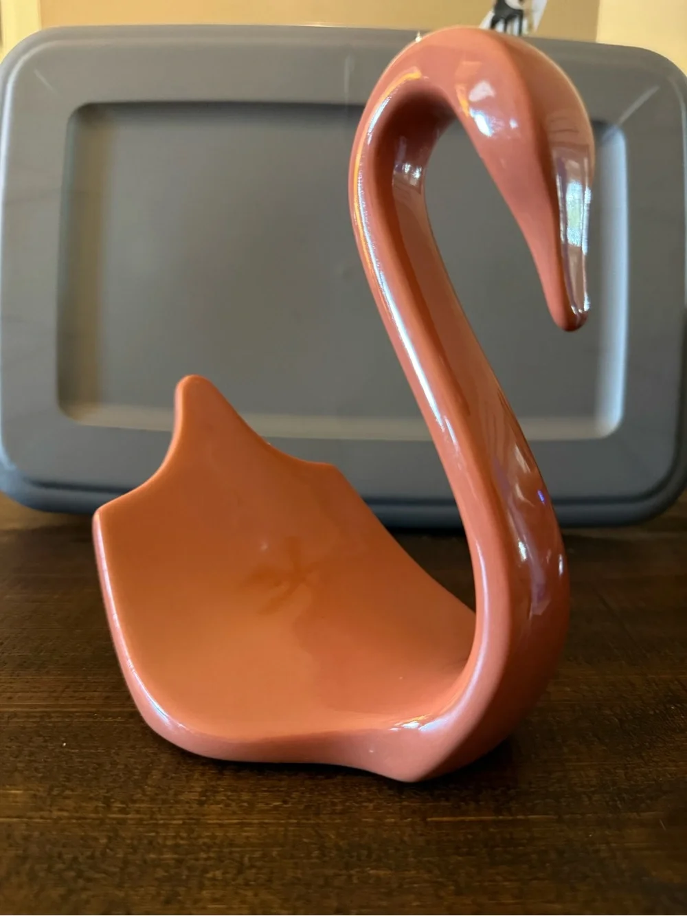 Vintage Nova Designs Fine Ceramic Terracotta color Swan Towel holder.